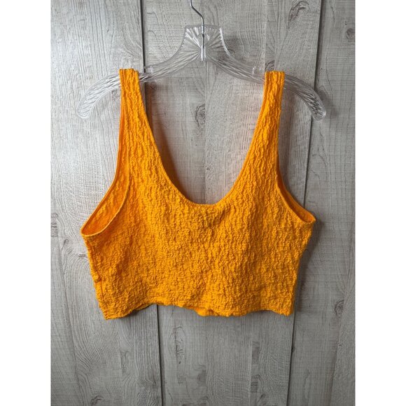 Orange Textured Crop Tank Top & White Tie-Front Crop Cami Lot of 2 Beach Cruise - Picture 3 of 13